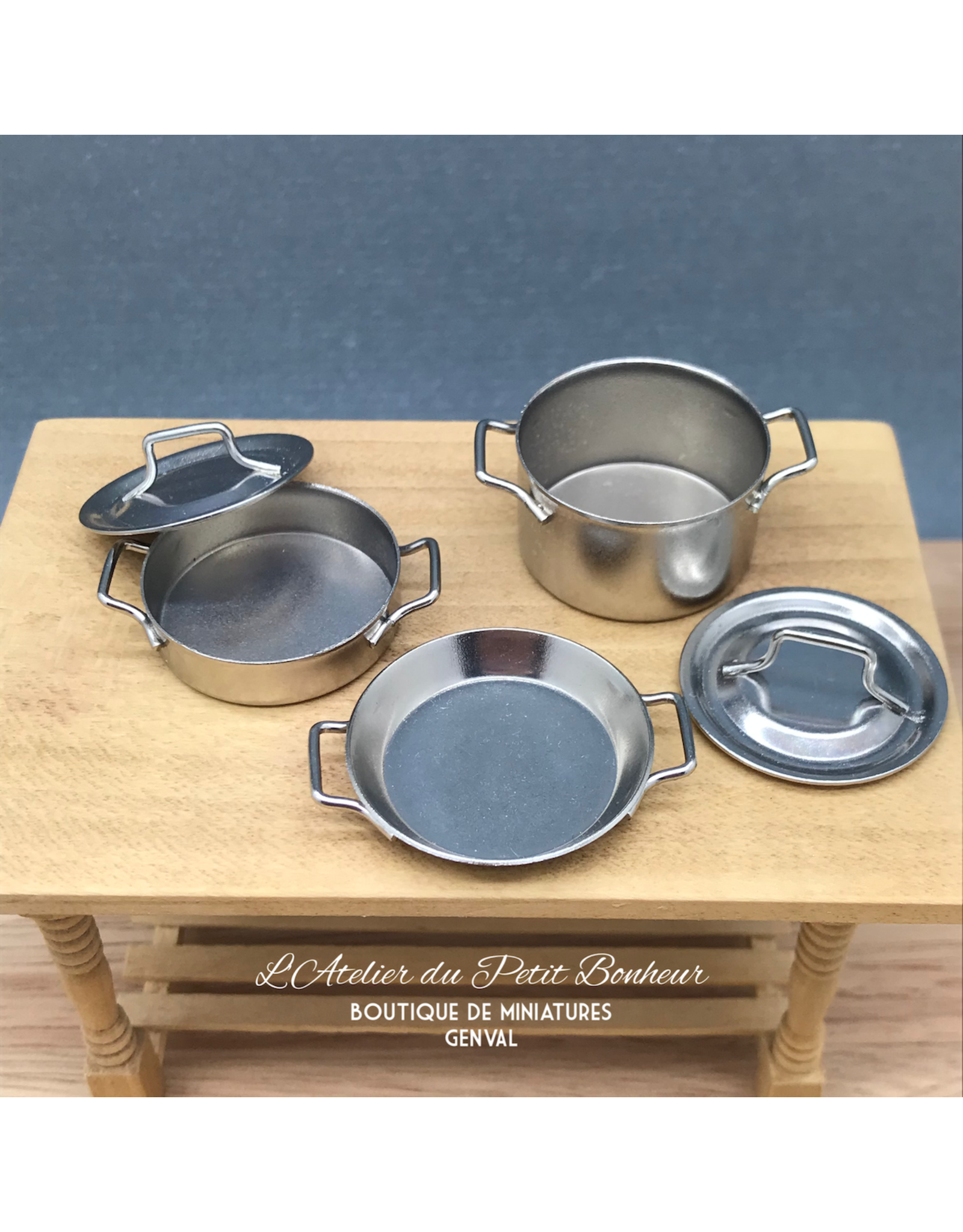 Casseroles & poêles en inox (3) miniatures 1:12