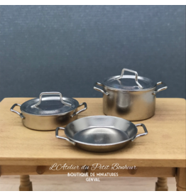 Casseroles & poêles en inox (3) miniatures 1:12