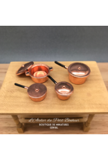 Ensemble de casseroles et poêlons cuivre (4) miniatureS 1:12