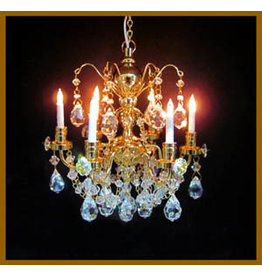 Miniature Lighting Co. Lustre cristal 6 branches doré