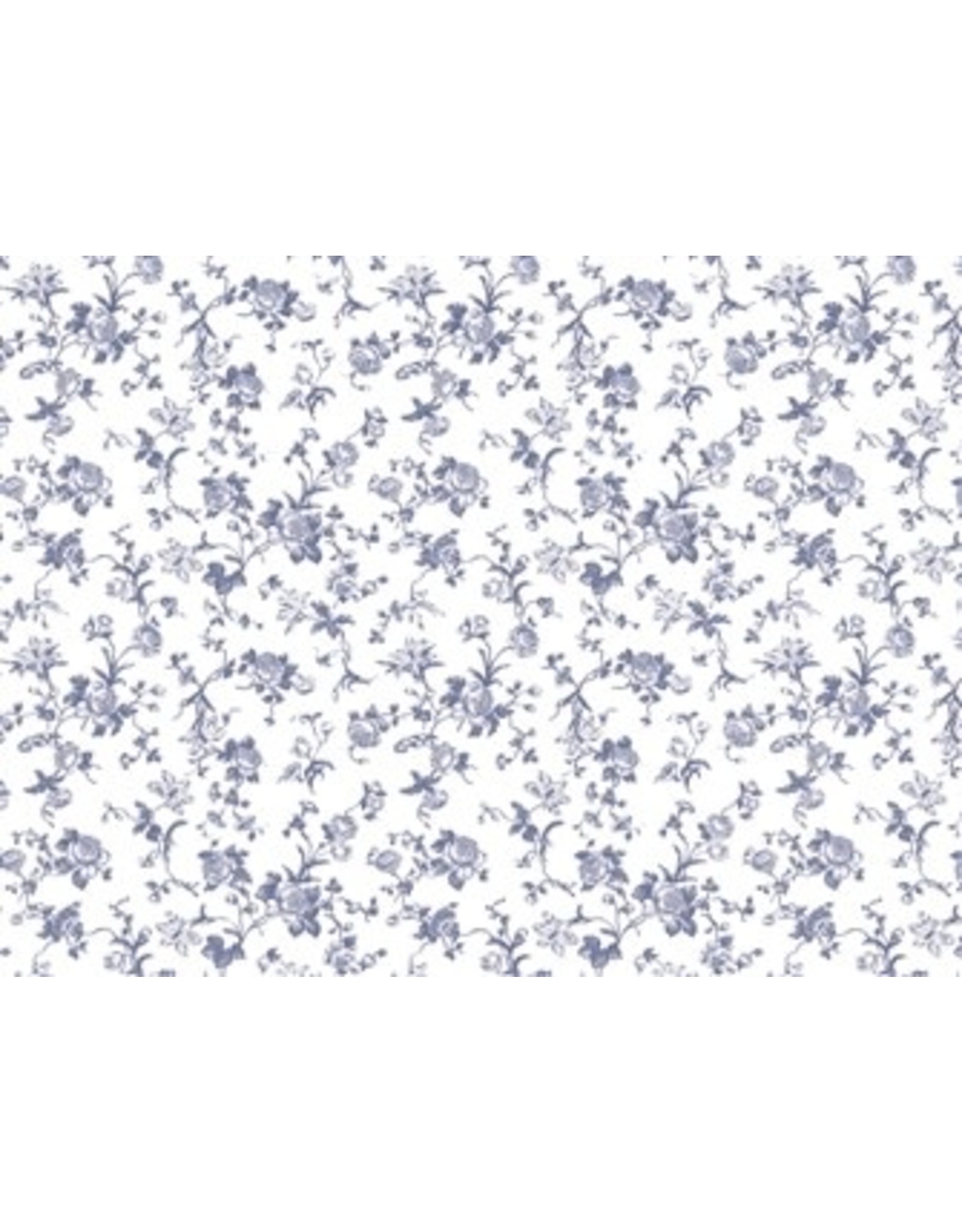 Papier peint "Raffina" crème avec fleurs bleues (45x29cm)