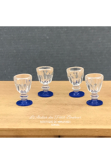 Verres à vin, pied bleu (4) miniatures 1:12