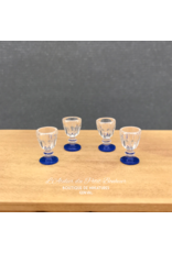 Verres à vin, pied bleu (4) miniatures 1:12