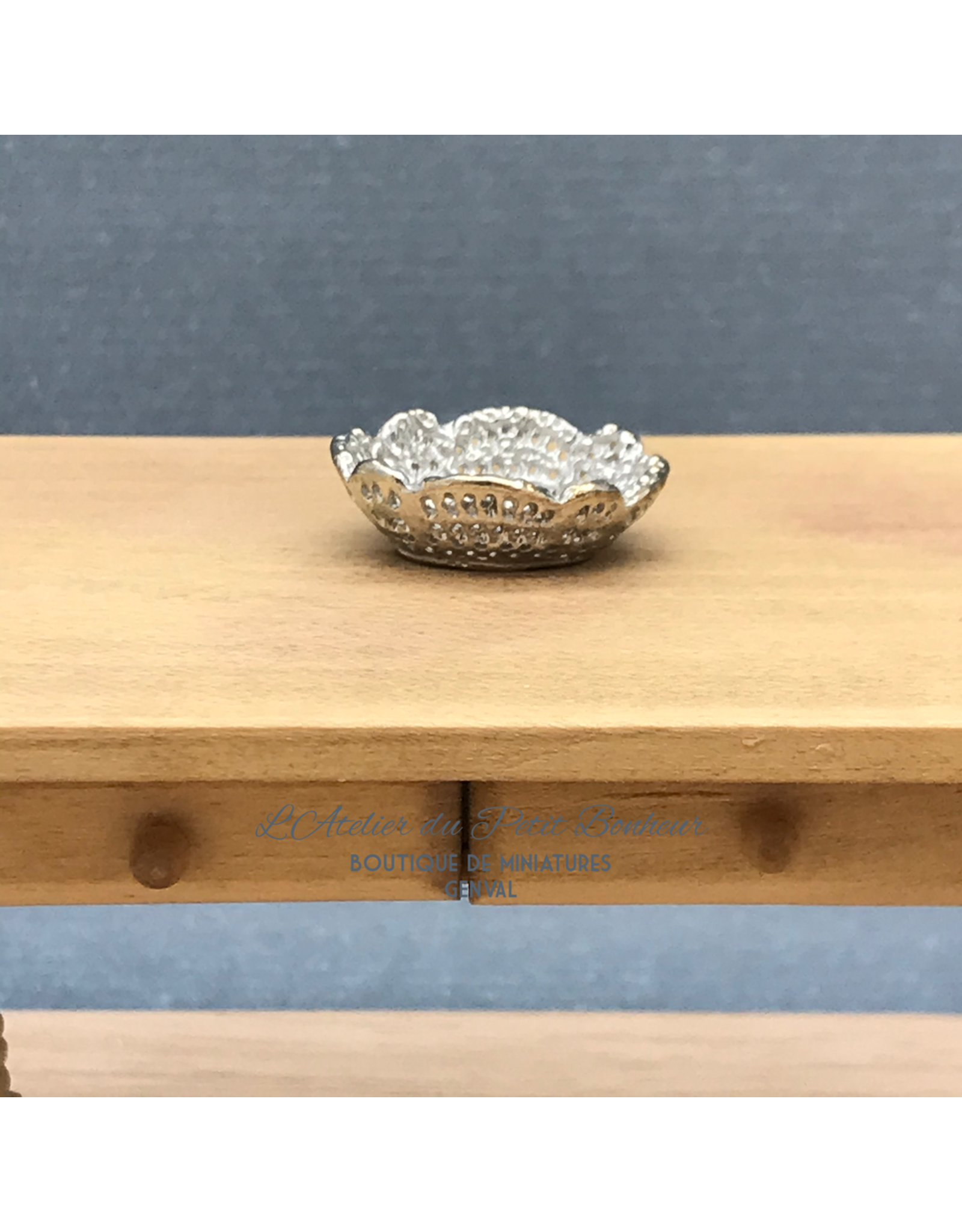 Panier à fruits, métal argenté miniature 1:12
