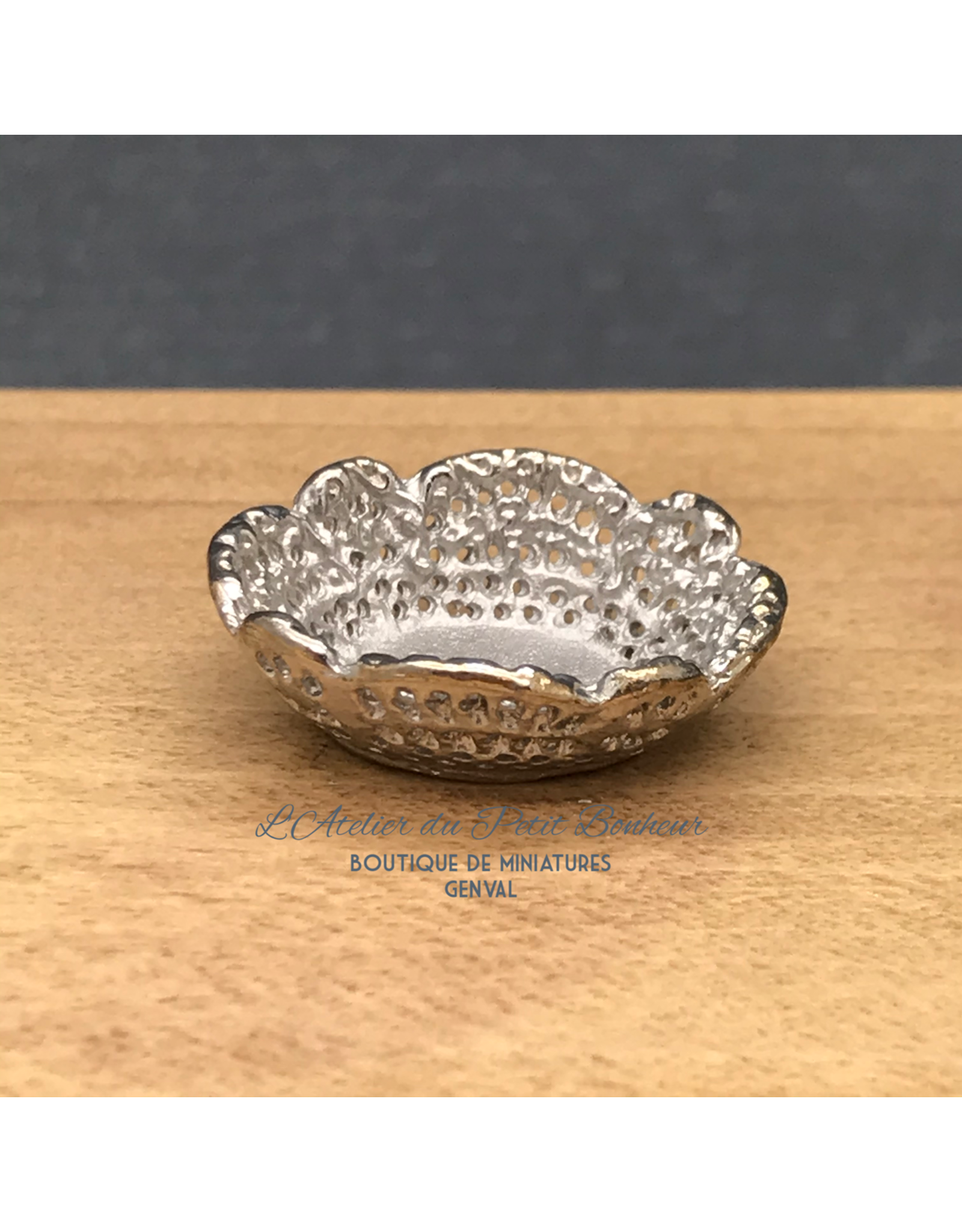 Panier à fruits, métal argenté miniature 1:12
