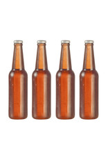 Bouteilles de bière brunes sans étiquette (4) miniatures 1:12