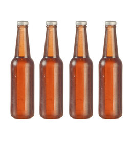 Bouteilles de bière brunes sans étiquette (4) miniatures 1:12