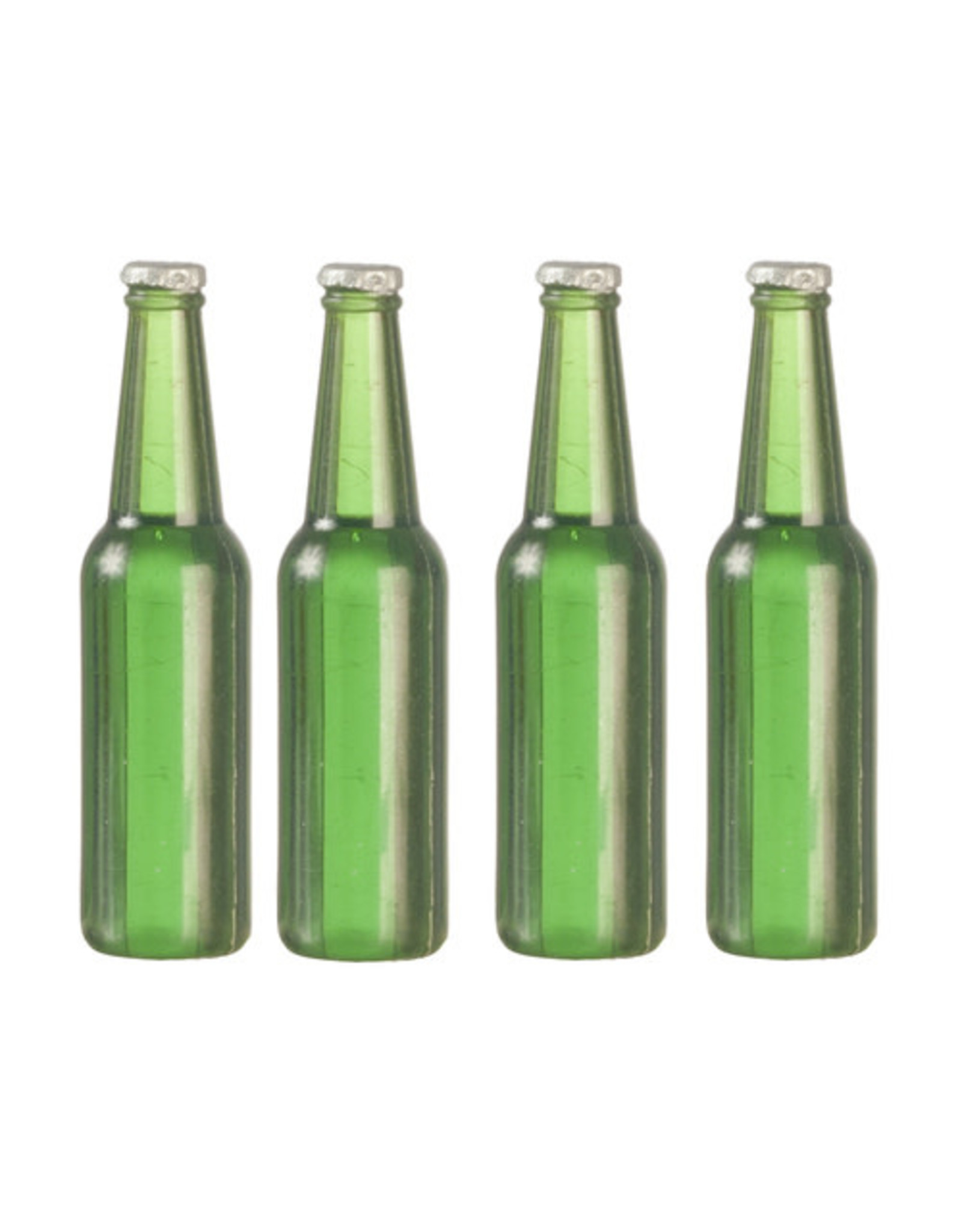 Bouteilles de bière vertes sans étiquette (4) miniatures 1:12
