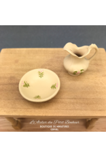 Broc et vasque fleuris miniatures 1:12, résine