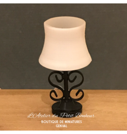 Lampe sur table abat-jour blanc pied noir miniature 1:12