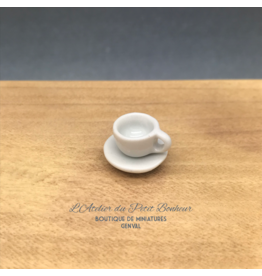 Tasse et sous-tasse blanches miniature 1:12