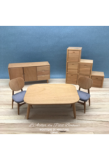 Table moderne teak miniature 1:12