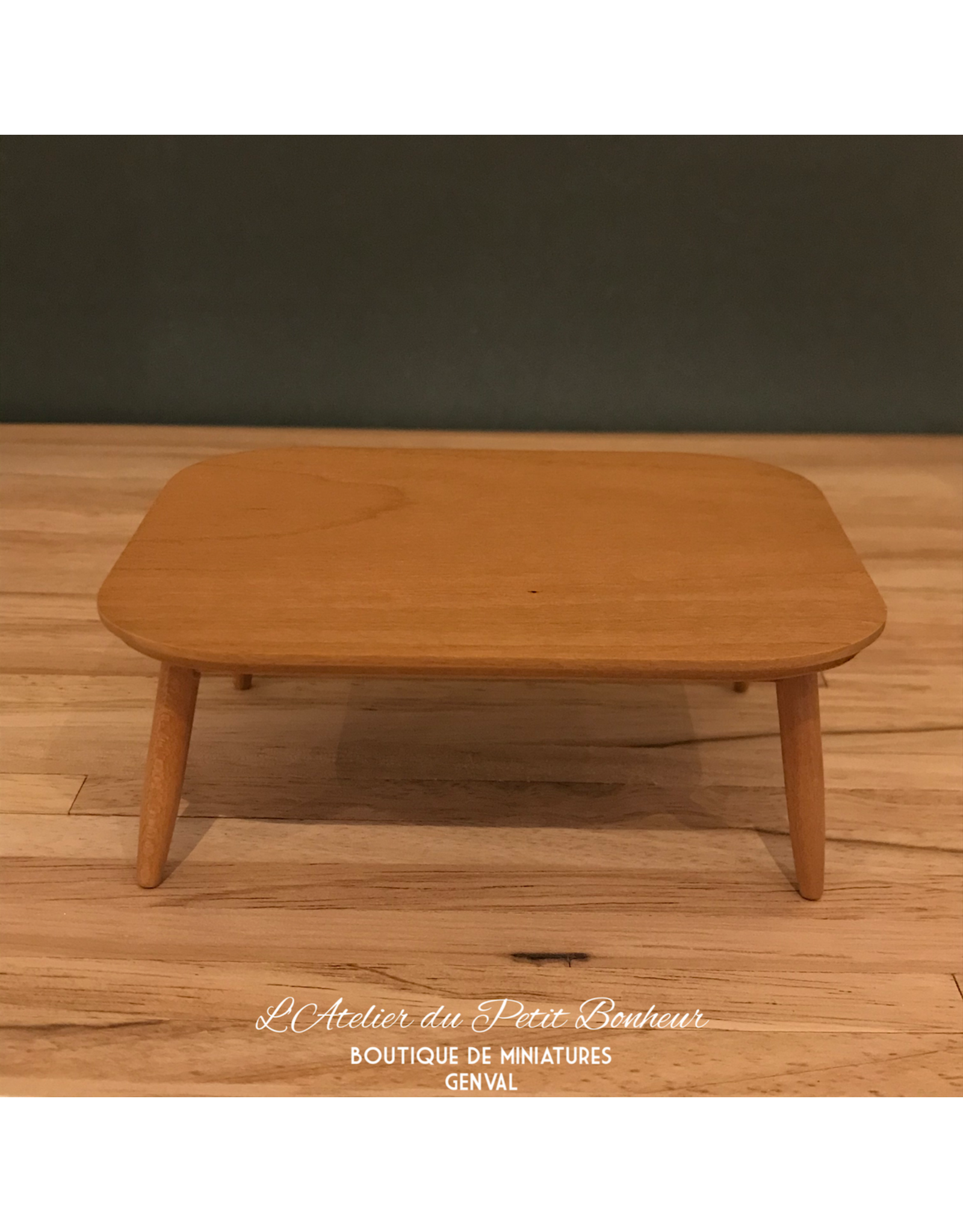 Table moderne teak miniature 1:12