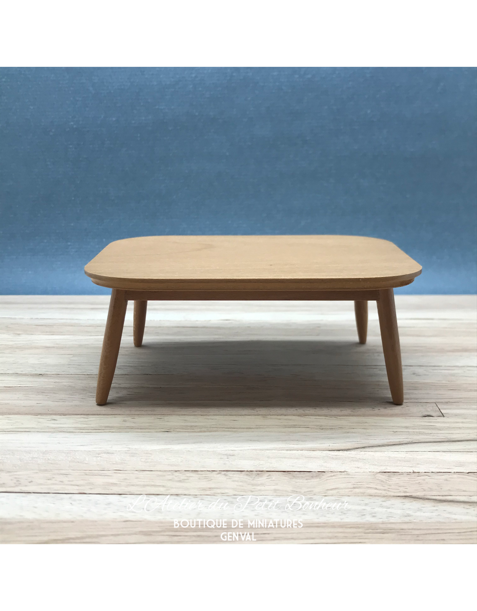 Table moderne teak miniature 1:12