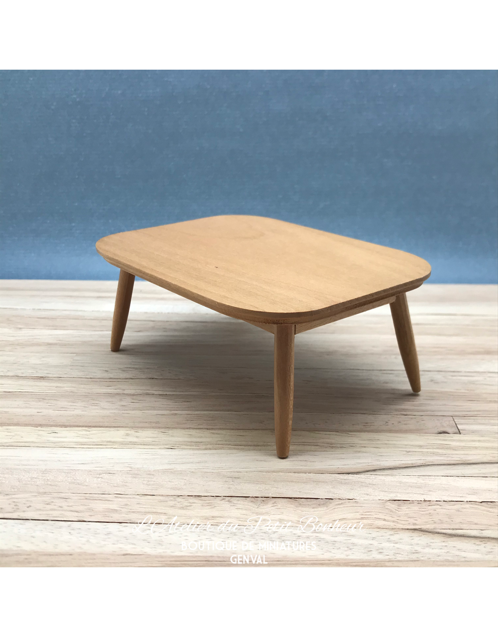 Table moderne teak miniature 1:12