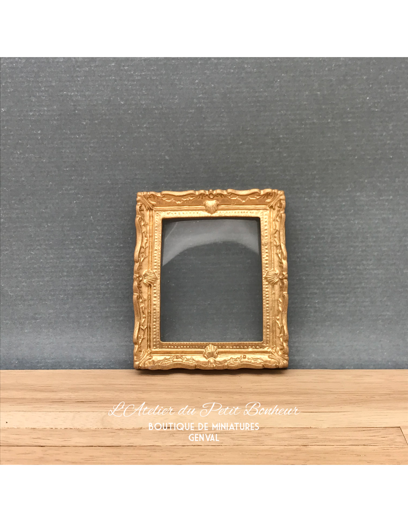 Cadre doré (avec vitre plastique) miniature 1:12
