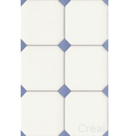 Carrelage mural blanc cabochons bleus