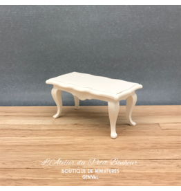 Table basse de salon blanche miniature 1:12