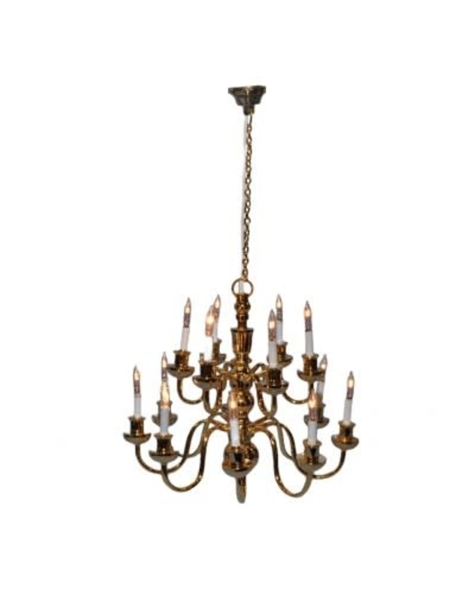 Lustre à 14 bougies, doré miniature 1:12