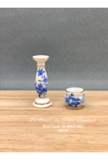 Pot en céramique avec support (bleu & blanc) miniature 1:12