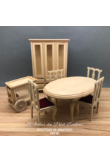 Créal Ensemble salle à manger bois brut miniature 1:12
