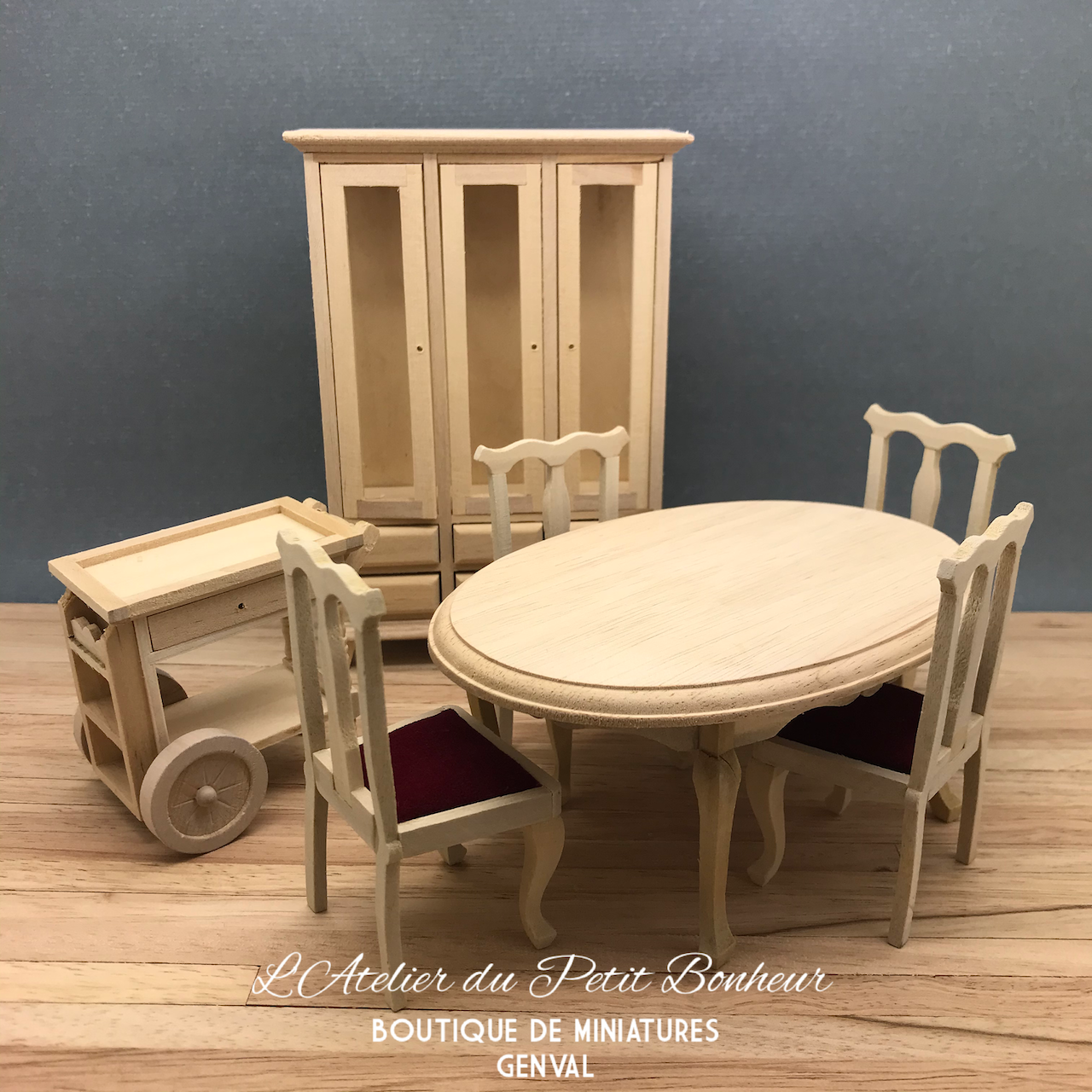 Ensemble salle à manger bois brut Petit Bonheur