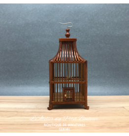 Créal Cage à oiseaux merisier miniature 1:12