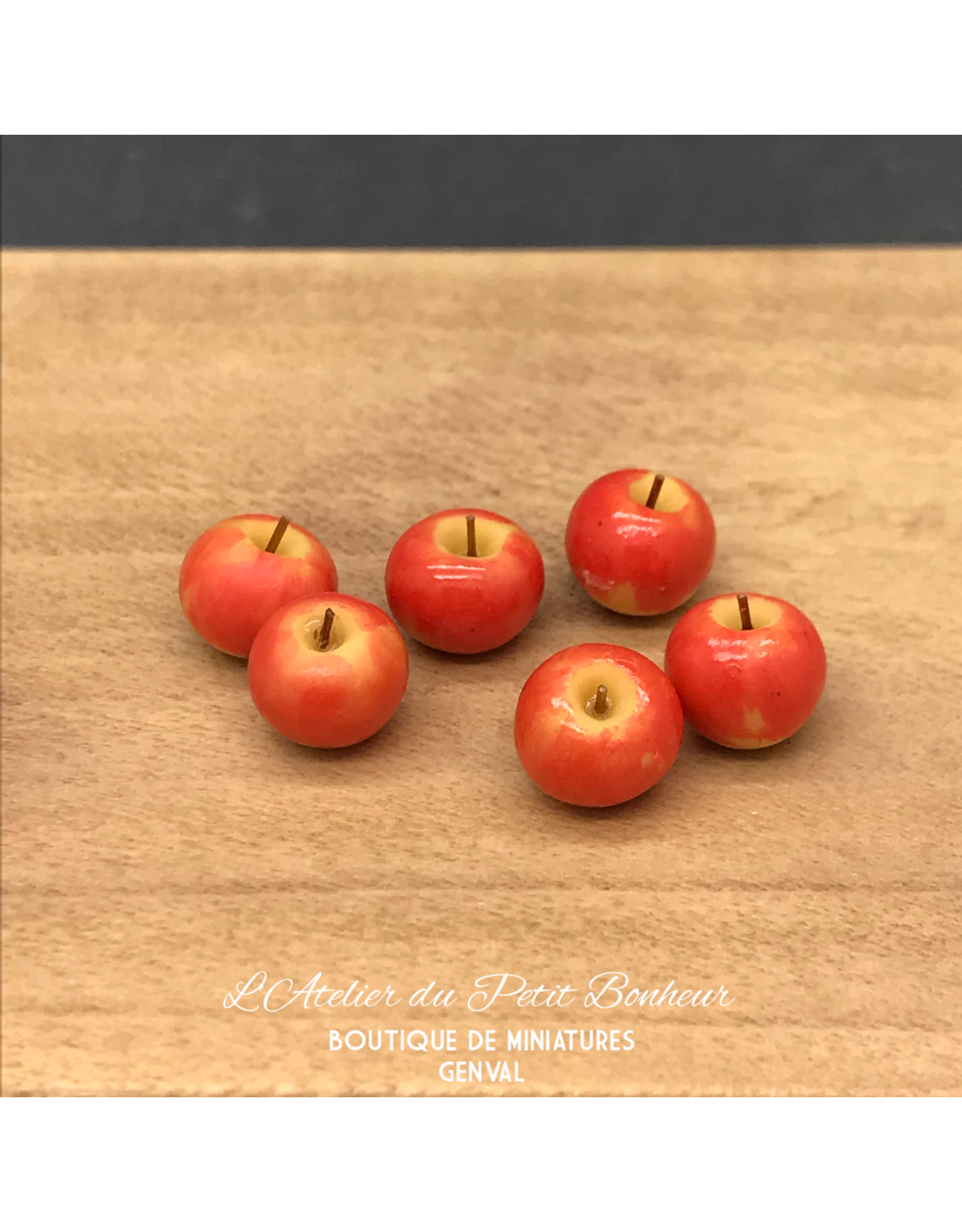 6 pommes jaunes et rouges miniatures 1:12