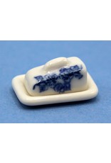 Beurrier porcelaine blanc & bleu miniature 1:12