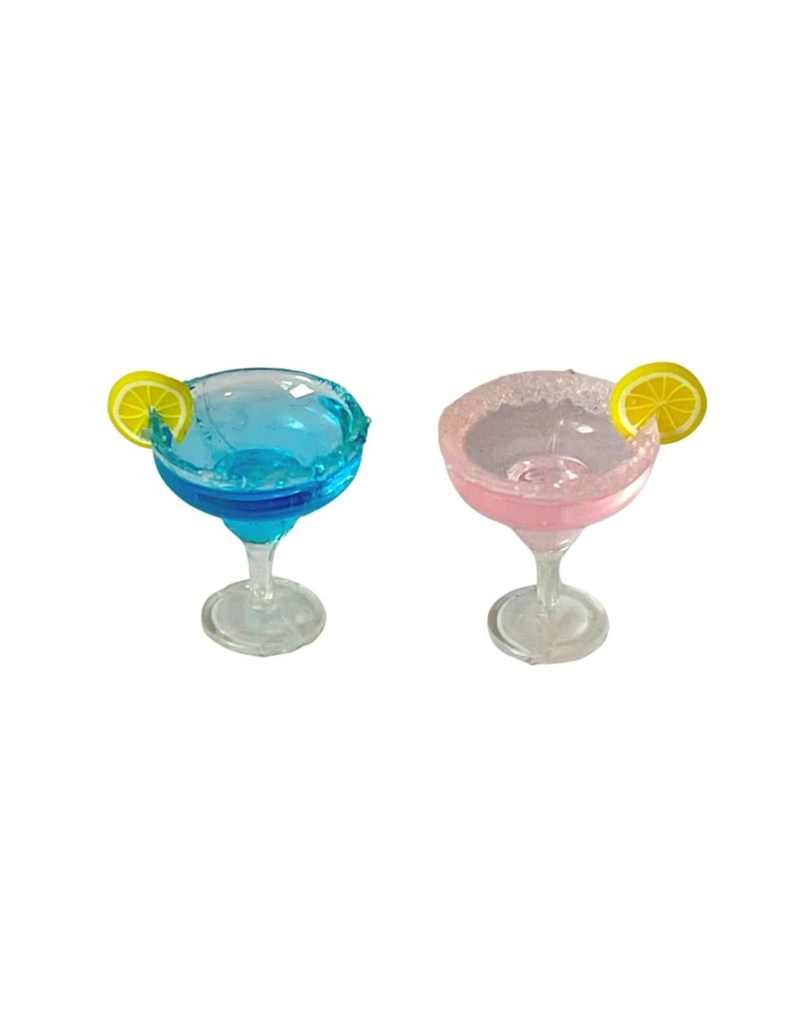 Deux verres de cocktail (rose & bleu) miniatures 1:12
