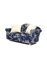 Ensemble canapé et fauteuils bleus fleuris, miniature 1:12