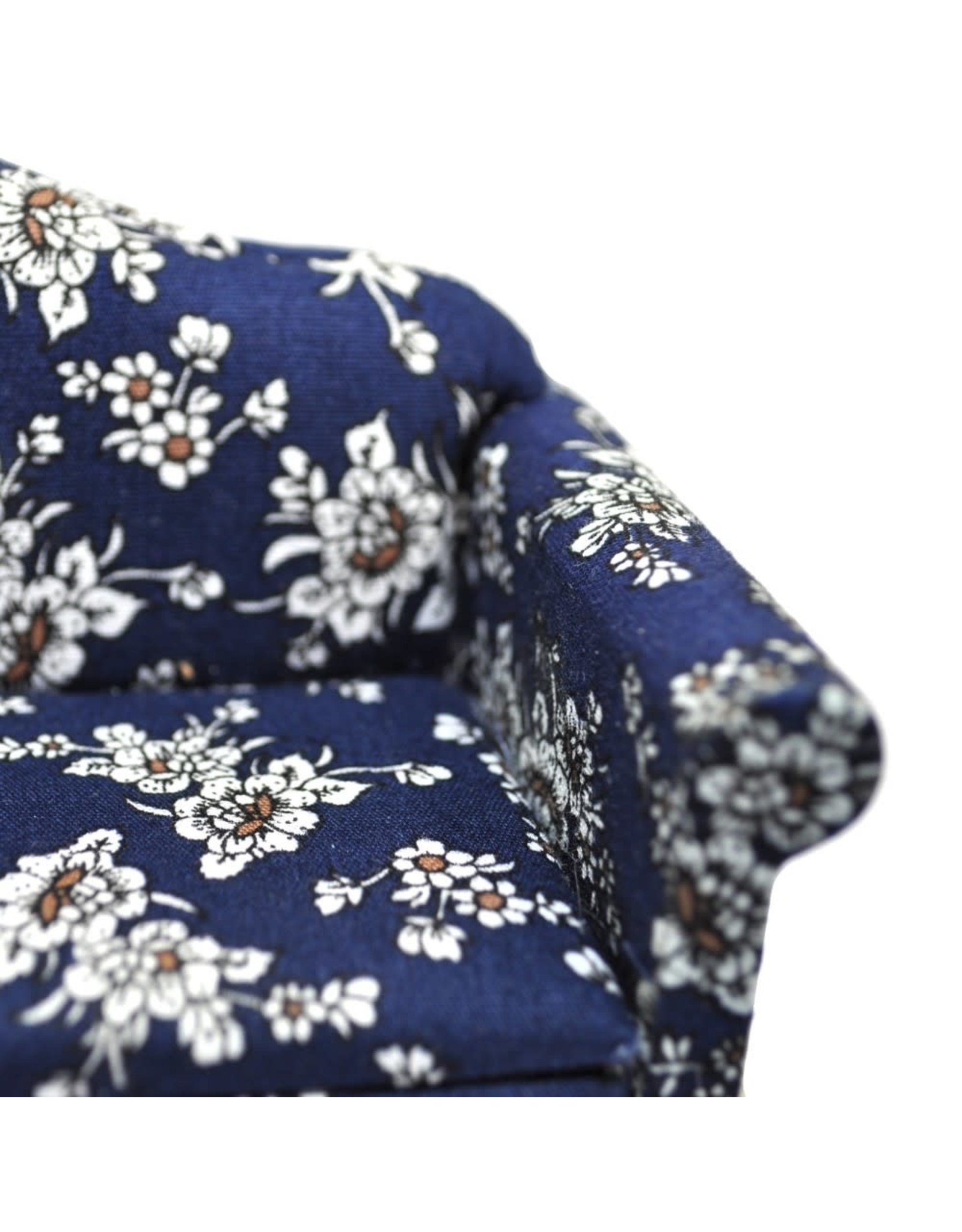Ensemble canapé et fauteuils bleus fleuris, miniature 1:12