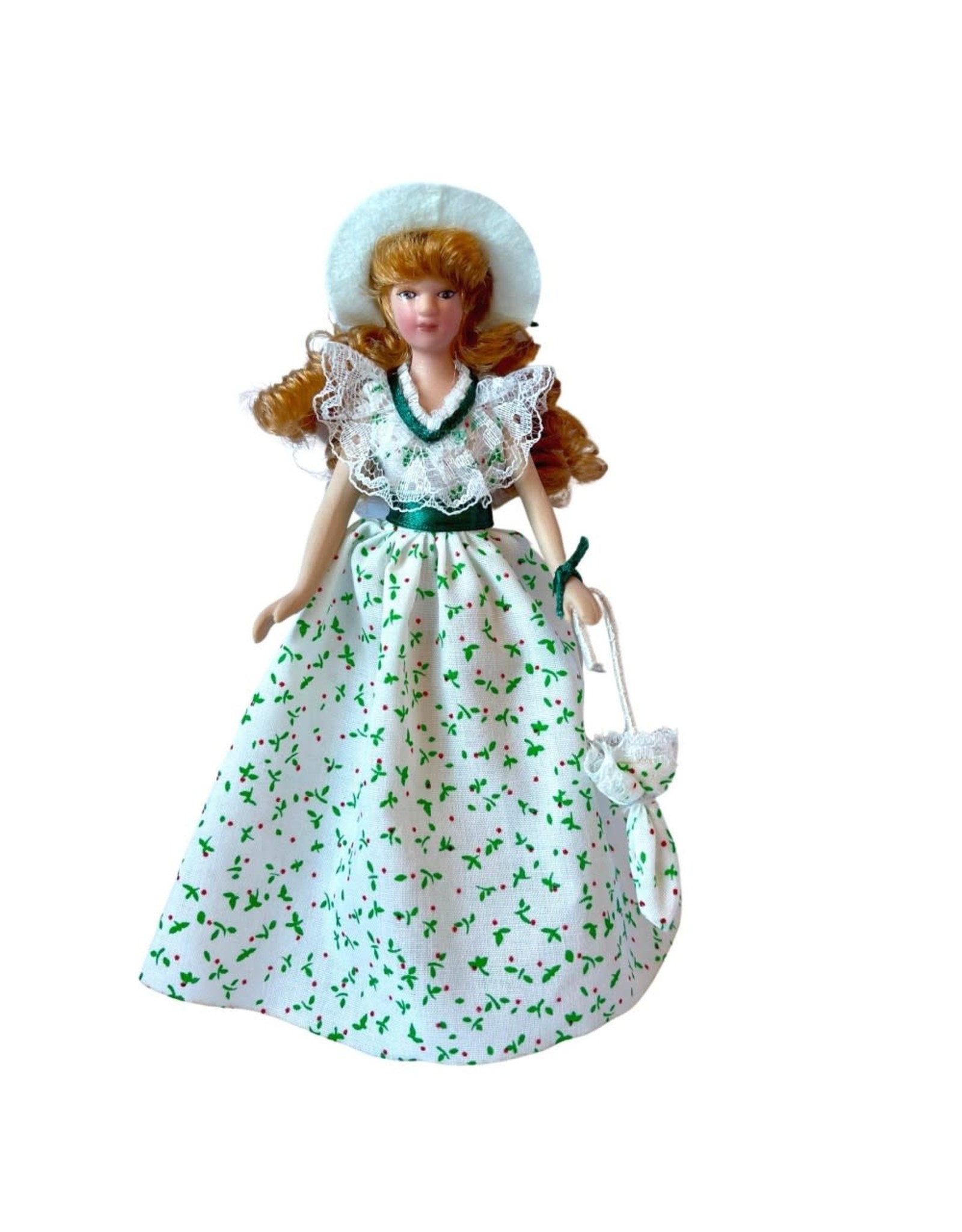 Femme, robe à motifs verts miniature 1:12