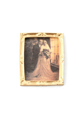 Cadre doré avec photo de mariés miniature 1:12