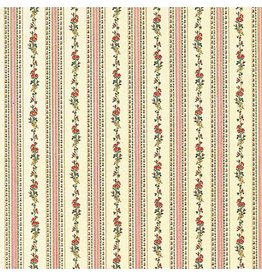 Papier peint rose et beige, guirlandes de fleurs (49,5x30cm)