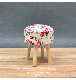 Tabouret fleuri miniature 1:12