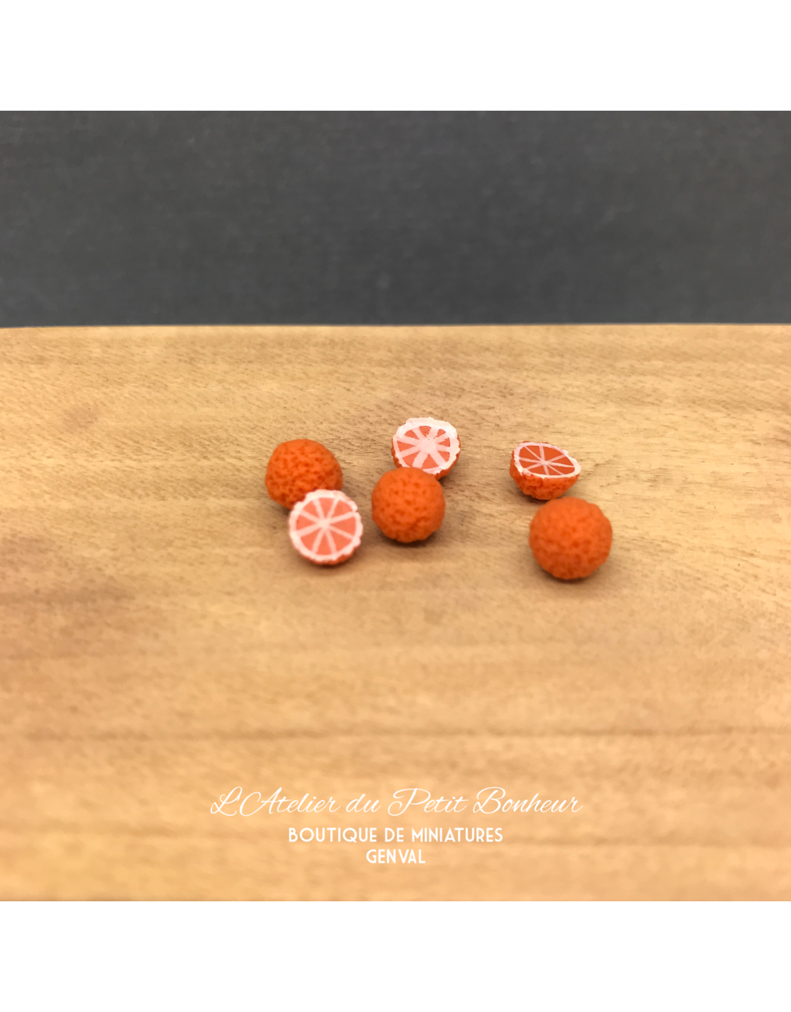 3 Oranges entières 3 demi oranges miniatures 1:12