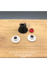 Pichet de café avec deux tasses miniatures 1:12
