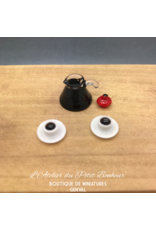 Pichet de café avec deux tasses miniatures 1:12