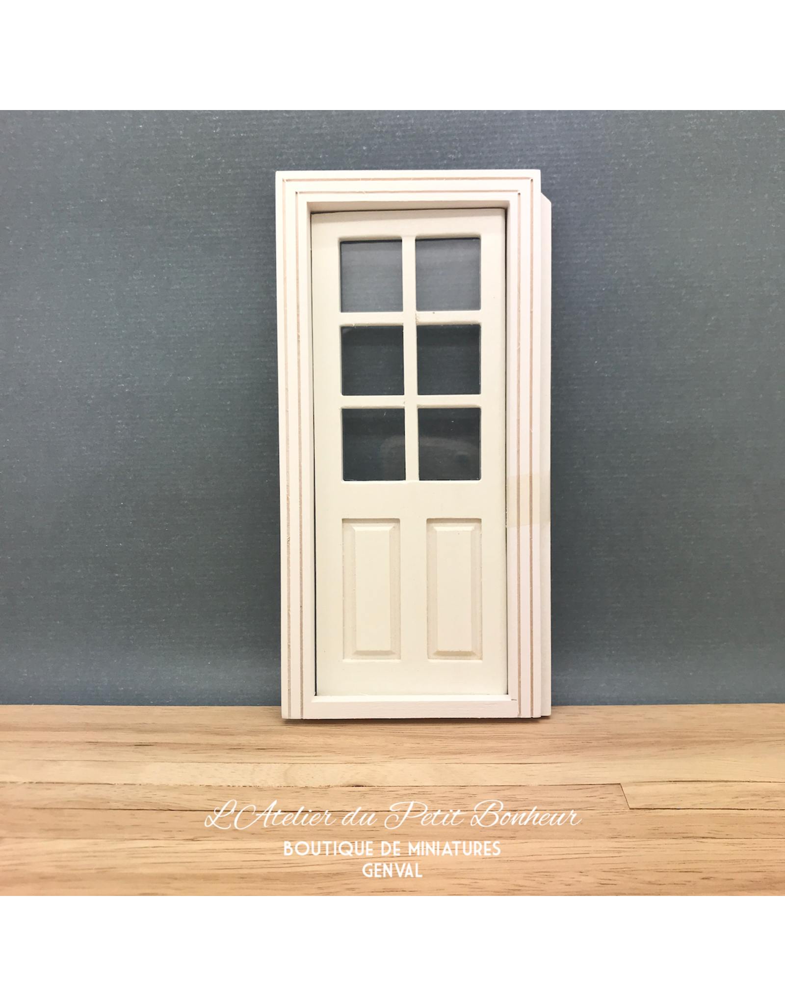 Porte blanche moitié vitrée miniature 1:12
