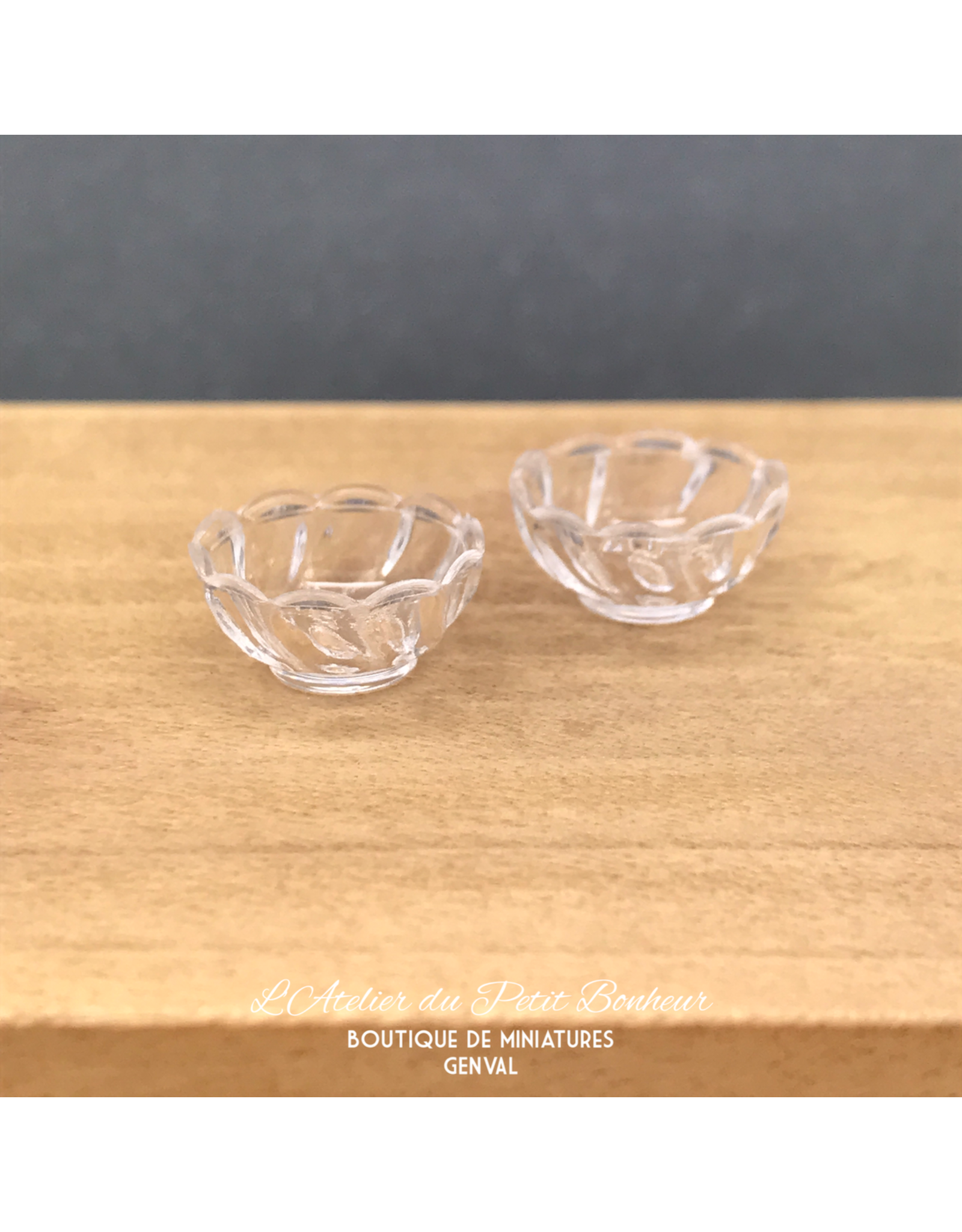 Bols en plastique transparent (2) miniatures 1:12
