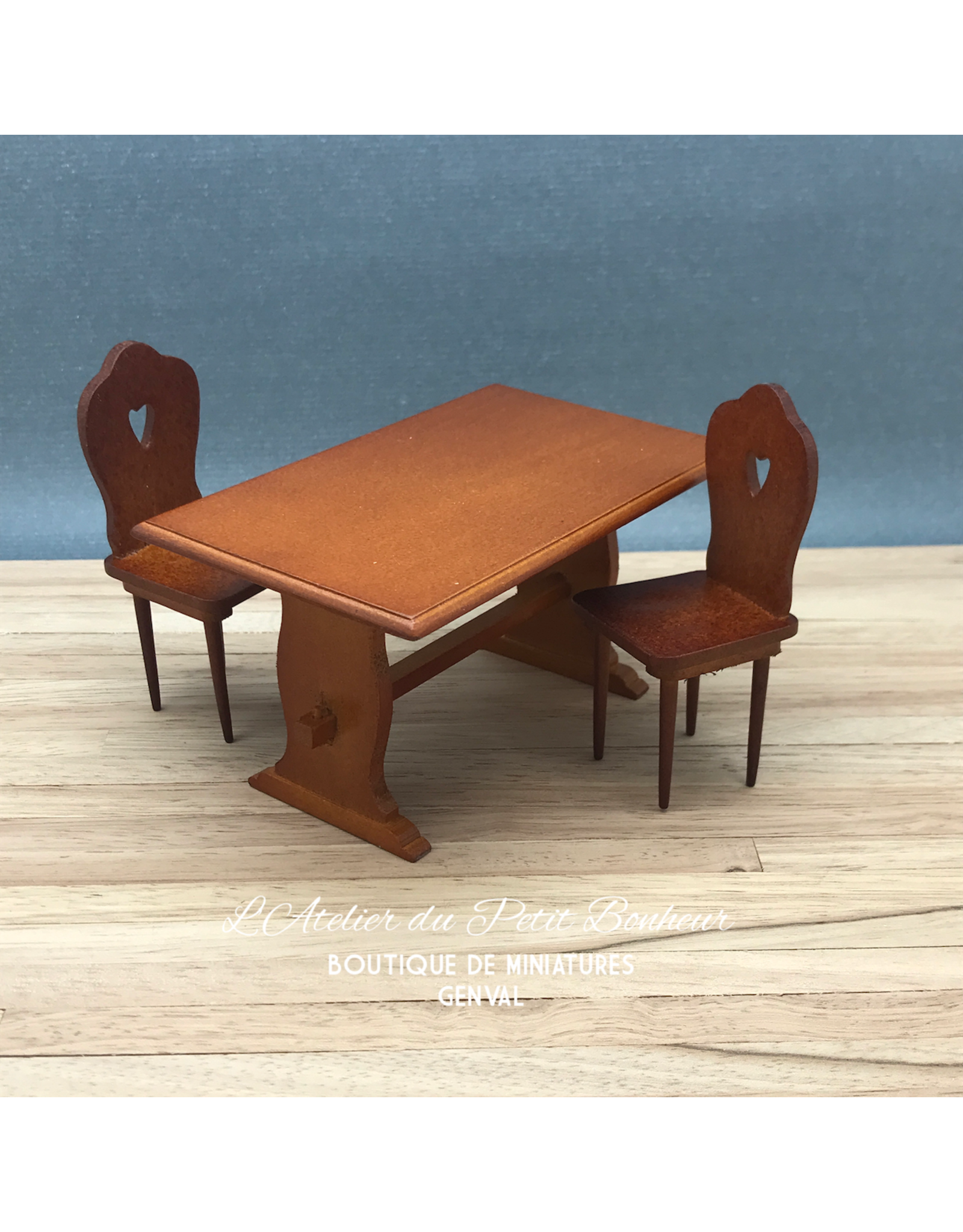Table paysanne merisier miniature 1:12