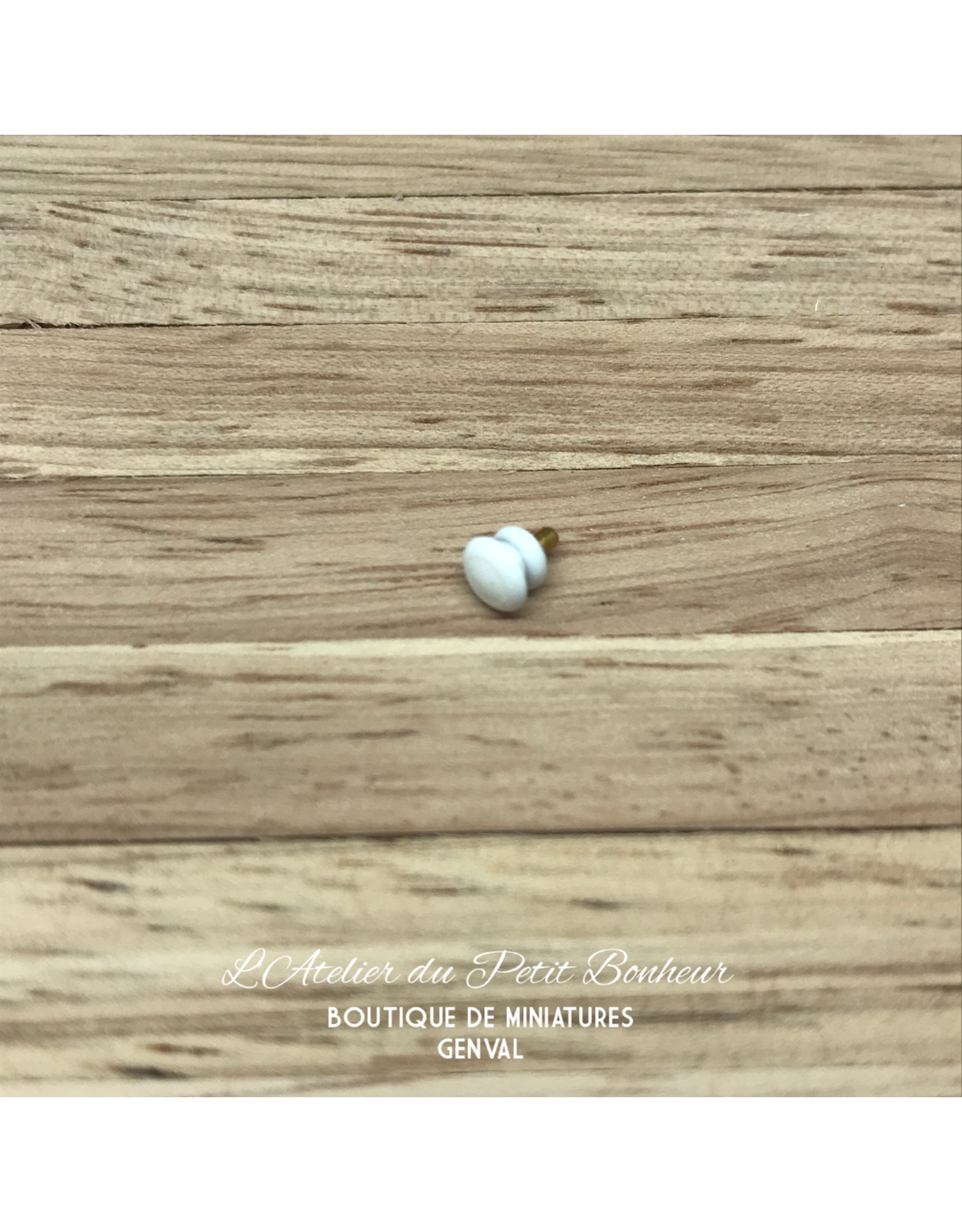 Bouton de tiroir blanc (métal) miniature 1:12