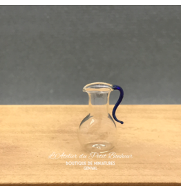 MC Miniatures Company Cruche en verre avec anse bleue miniature 1:12