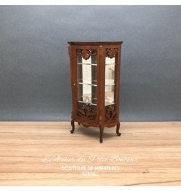 Vitrine Louis XV noyer, miniature 1:12