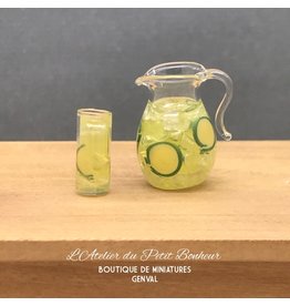 Cruche et verre de jus de citron miniature 1:12