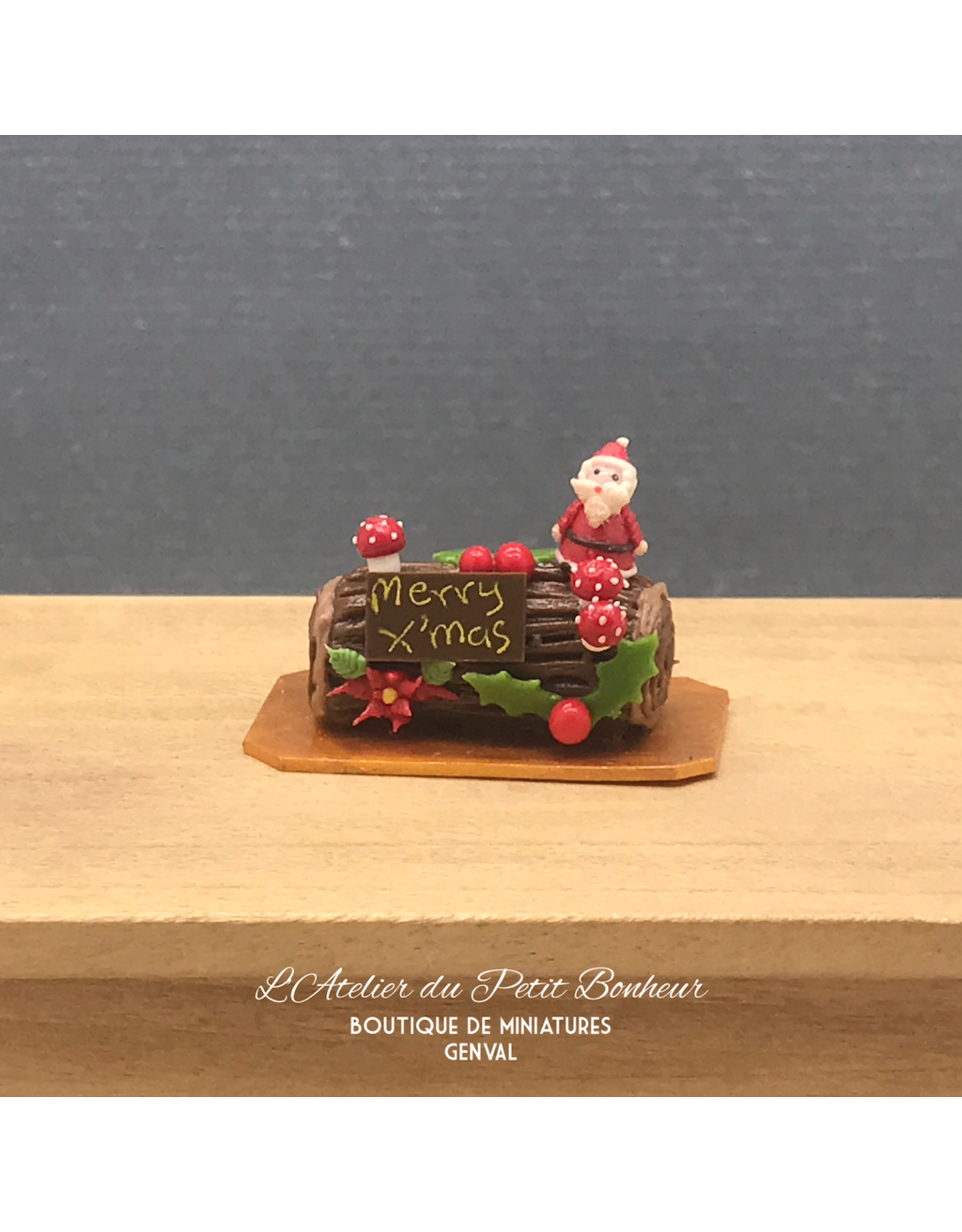 Bûche de Noël ''Merry Xmas'' miniature 1:12