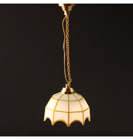 Suspension lampe Tiffany miniature maison poupée, laiton et verre L