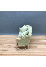 Sofa tissu vert miniature 1:12