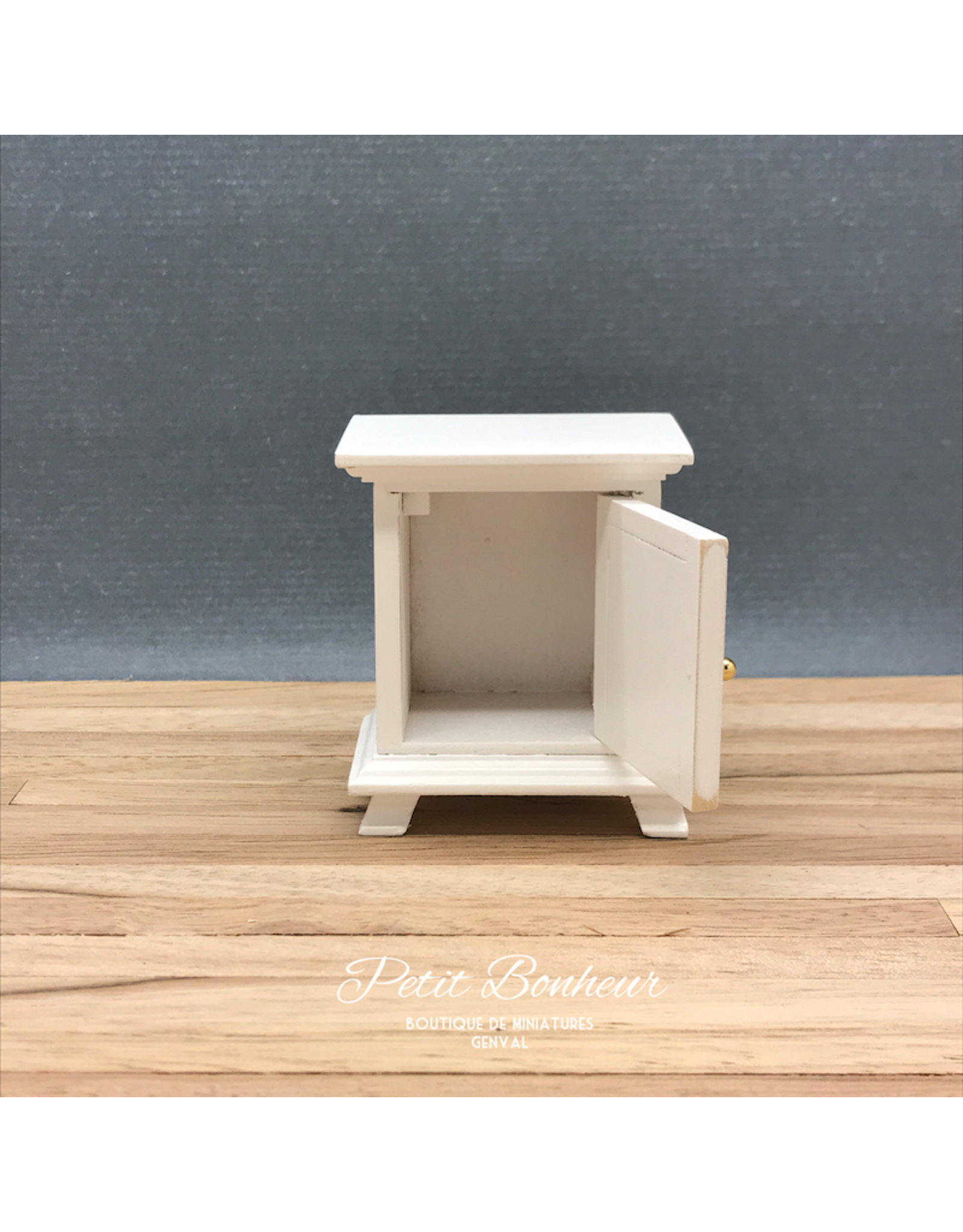 Table de nuit blanche, 1 porte, miniature 1:12